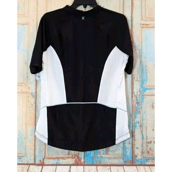Xersion Womens L Black White Activewear Top Quick-Dri 1/4 Zip Short Sleeve New - Picture 3 of 11